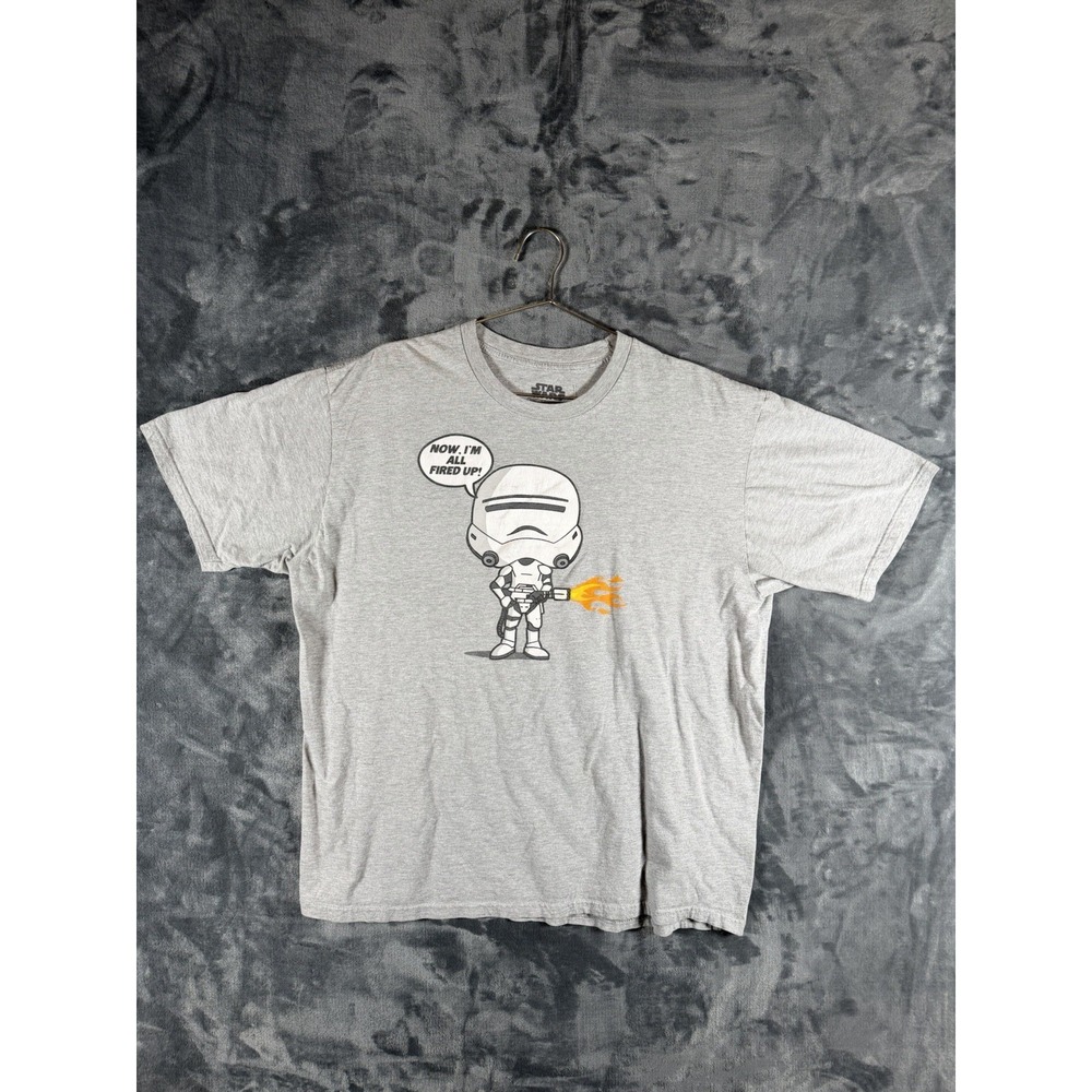 Star Wars Men's Stormtrooper "Now I'm All Fired Up" Graphic T‑Shirt Gray XXL